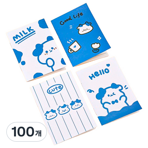 마켓감성 캐릭터 미니 연습장, 랜덤발송(푸른송아지), 100개