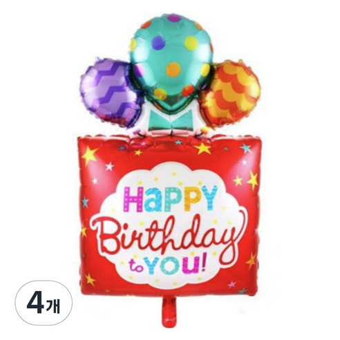 타이탄 생일 프리미엄 파티 케이크 프로포즈 이벤트 풍선, 풍선 생일선물세트 레드, 4개