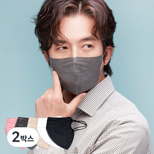 케이바이오 새부리형 컬러 황사마스크 KF94 대형, 50개입, 2개, 그레이