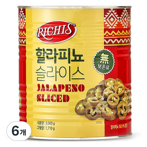 동서 리치스 할라피뇨 슬라이스, 6개, 3kg