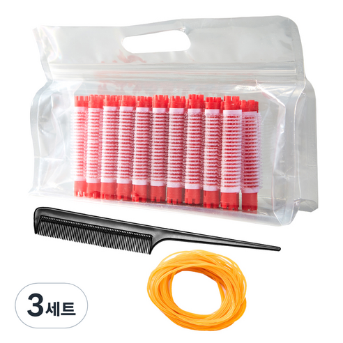 셀리본 헤어볼륨 롤스타 뿌리 볼륨펌 매직찍찍이 롯드 4호 세트, 3세트, 랜덤발송(롯드)