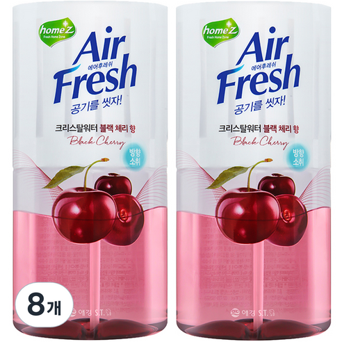 홈즈 에어후레쉬 크리스탈워터 방향소취 블랙 체리 향 본품, 400ml, 8개