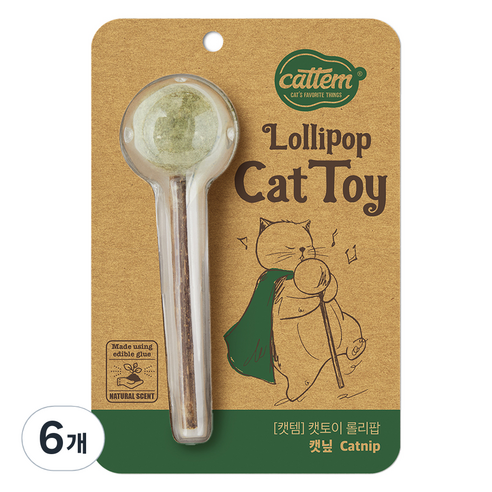 캣템 고양이 롤리팝 장난감 3.5 x 13 cm, 롤리팝 캣닢, 6개