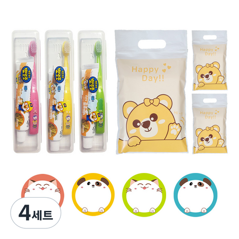 단비나인 뽀로로 칫솔치약세트 3p + 선물 포장패키지 3p, 4세트