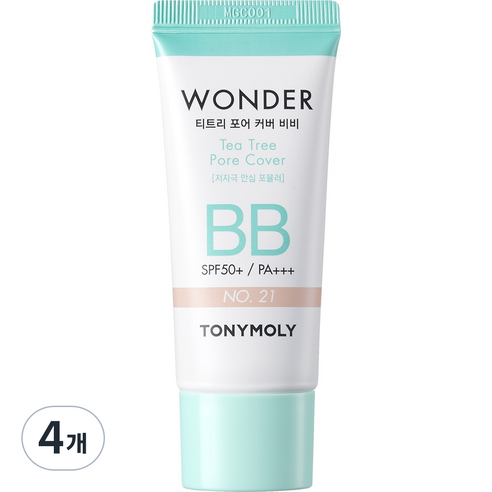 토니모리 원더 티트리 포어 커버 비비크림 SPF50+ PA+++ 30ml, 21 스킨베이지, 4개