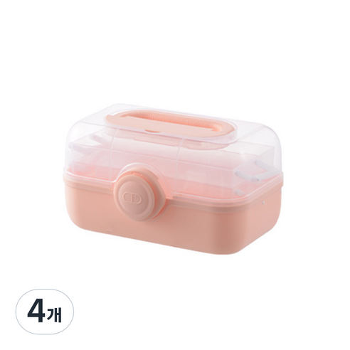 아리코 깔끔공간 3단 구급상자 핑크 S, 4개