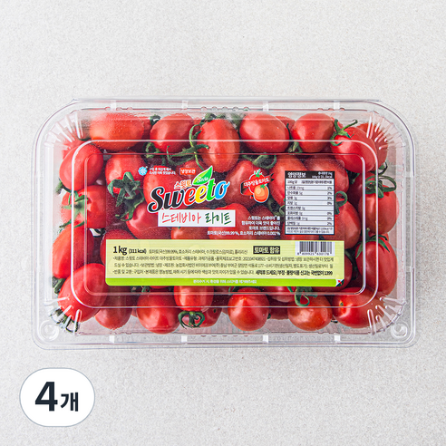 스윗토 스테비아 라이트 대추 방울 토마토, 1kg, 4개