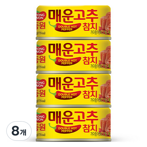 동원참치 매운 고추참치 통조림, 135g, 8개