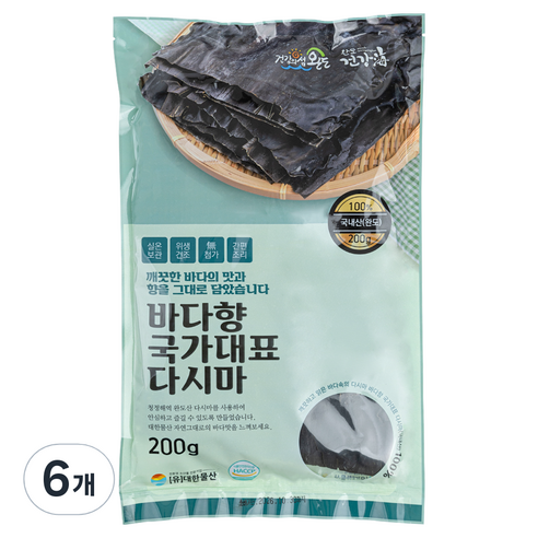 완도건강해 완도산 건다시마, 6개, 200g