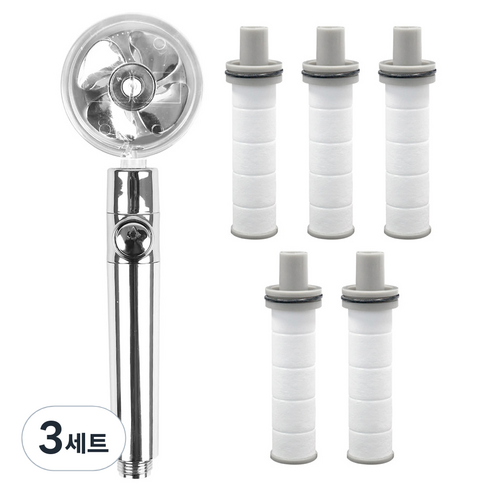 모나코올리브 터보펠라 필터 샤워기 + 리필 5p 세트, 3세트, 실버