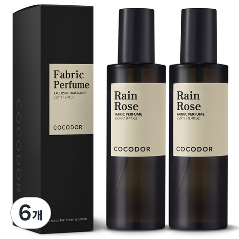 코코도르 룸 앤 패브릭 퍼퓸 섬유탈취제, 250ml, 6개, 레인 로즈
