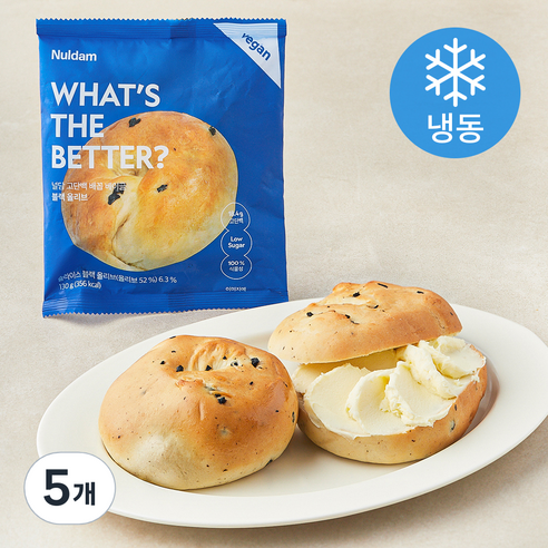 널담 고단백 블랙올리브 배꼽 베이글 (냉동), 390g, 5개