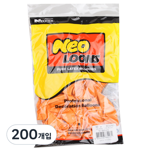 네오룬스 30 cm 라운드풍선, 펄 피치, 200개입