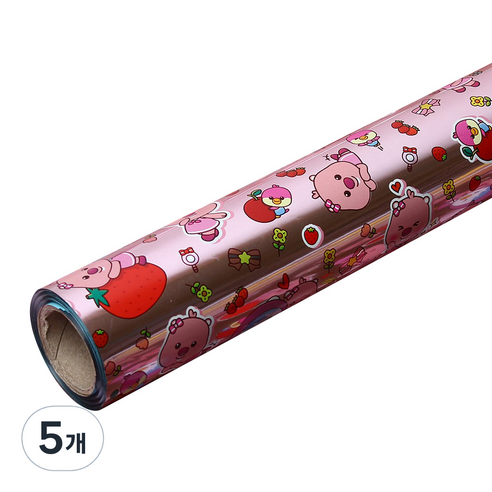 위드 뽀로로 증착롤 포장지 중 37.5cm x 12m, 핑크, 5개