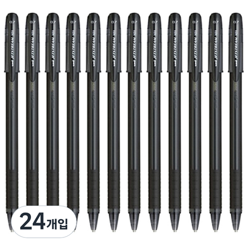 유니 제트스트림 캡식펜 0.7mm SX-101-07, 블랙, 24개입