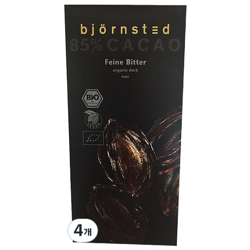 뵨스테드 유기농 다크 초콜렛, 100g, 4개