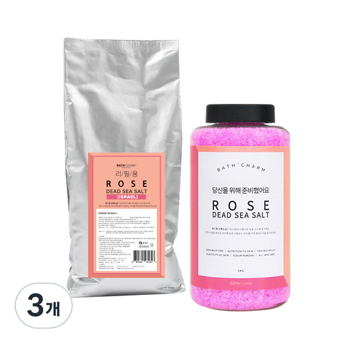 바스참 사해소금 로즈 리필용, 1kg, 3개
