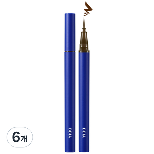 삐아 네버 다이 브러쉬 아이라이너 0.4g, 02 매트 브라운, 6개