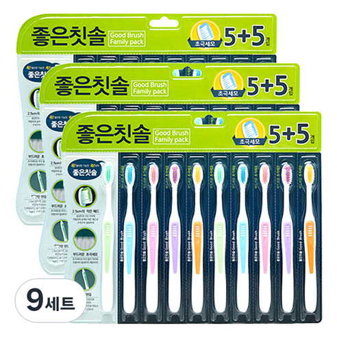 바른생활 좋은칫솔 초극세모, 10개입, 9세트