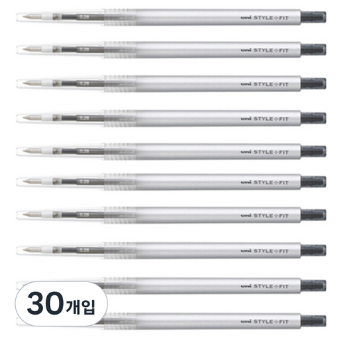 미쓰비시 스타일핏트 단색펜 0.28mm UMN-139, 블랙, 30개입