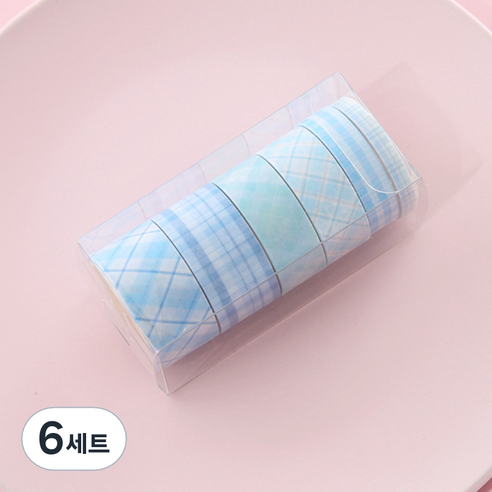 해피제이 다꾸 벽꾸미기 파스텔 체크 마스킹테이프 6종 세트, 6세트, 6 블루