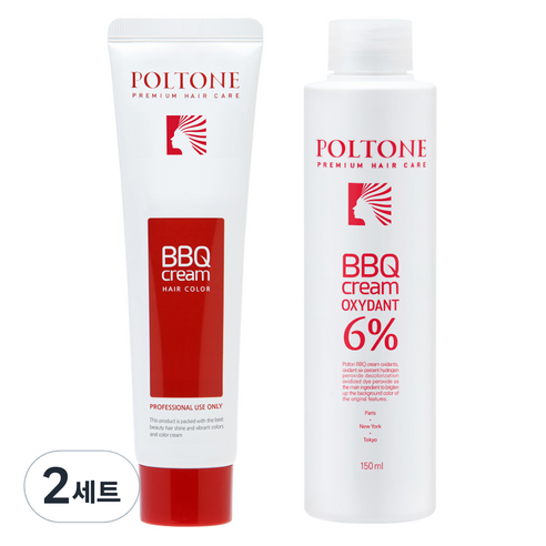 폴톤 BBQ 크림 150ml + 옥시던트 6% 산화제 150ml 세트, 8GY 새치를 위한 노랑빛 밝은 황금색, 2세트