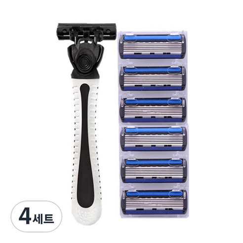 메디치트 5중 면도날 수동 면도기 블랙 + 날 6p 세트, 4세트