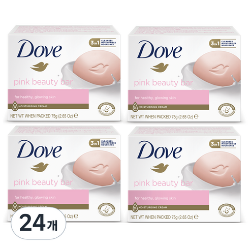 도브 핑크 뷰티바 비누, 75g, 24개