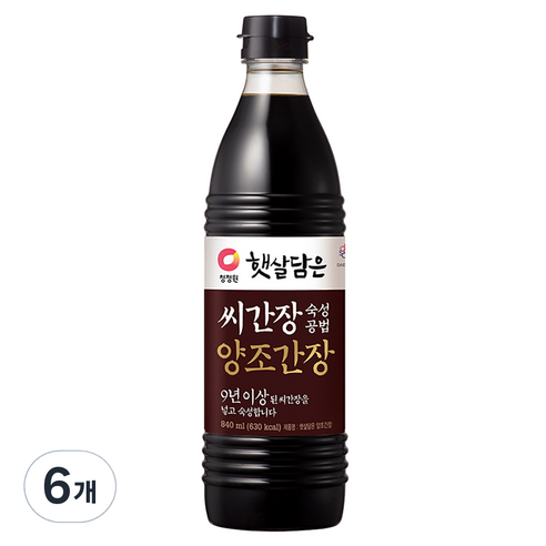 청정원 햇살담은 씨간장 양조간장, 840ml, 6개