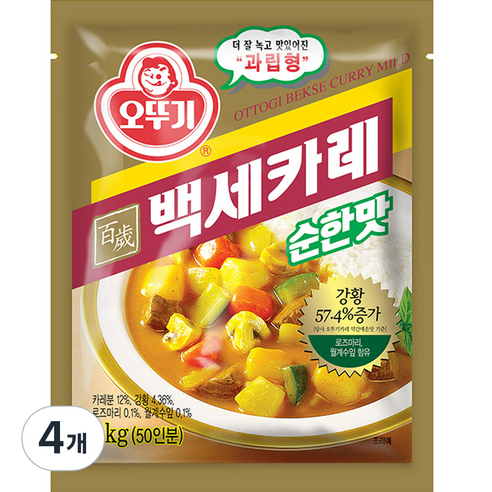 오뚜기 백세카레 순한맛, 1kg, 4개