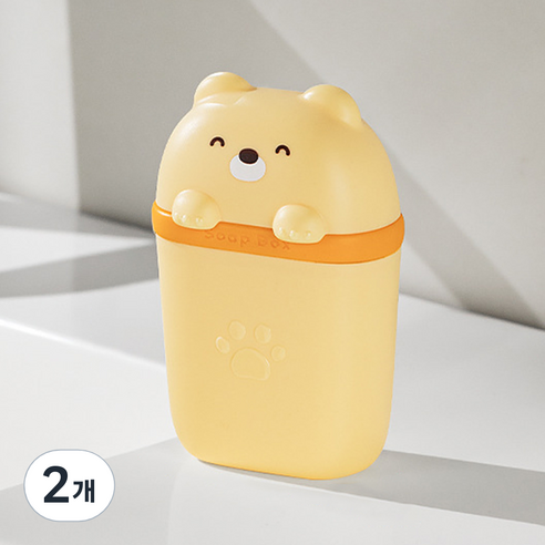 살림제작소 휴대용 곰돌이 비누케이스, 옐로우, 2개