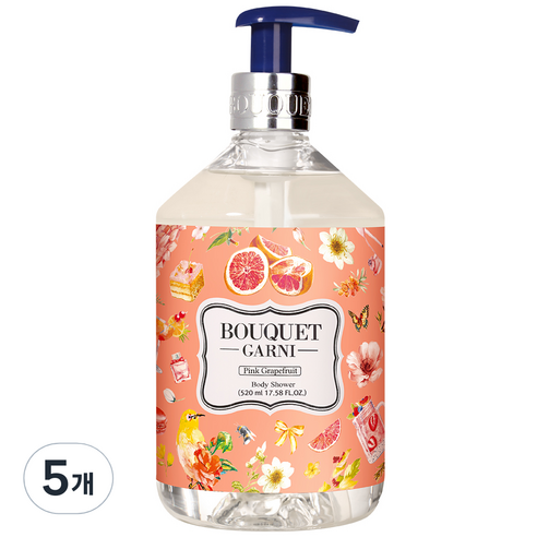 부케가르니 바디워시 핑크자몽, 5개, 520ml