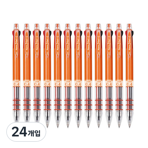 자바펜 중성펜 나노3겔&C 0.4mm, 오렌지, 24개입