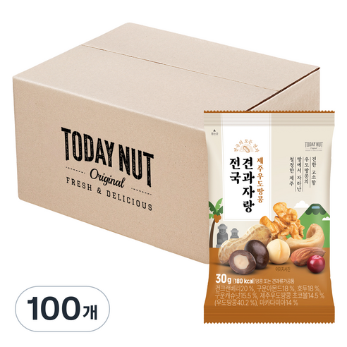 투데이넛 전국견과자랑 제주우도땅콩 30g, 100개