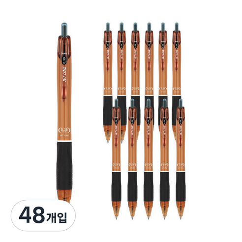 자바펜 제트라인 유성볼펜 0.38mm, 검정, 48개입
