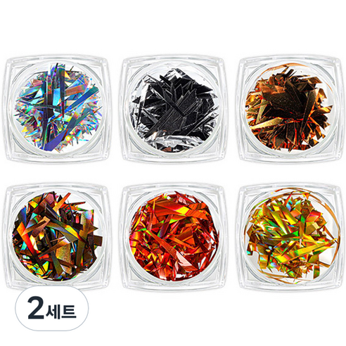 유리 홀로그램필름 네일파츠 6종 세트 KN-A4092, 혼합색상, 2세트