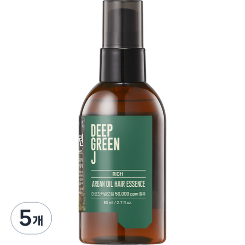 제이숲 딥그린제이 아르간 오일 헤어 에센스 리치, 80ml, 5개