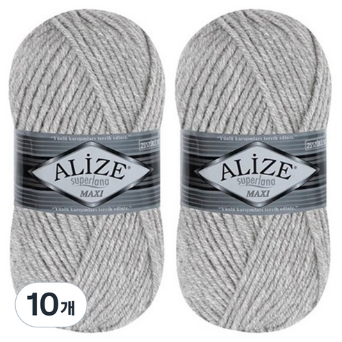 alize 슈퍼라나 맥시 뜨개실, 10개, 21 연그레이