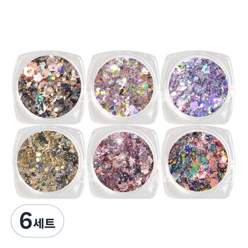메이브라운 프리미엄 샤이니 네일글리터 혼합 6종, B, 6세트