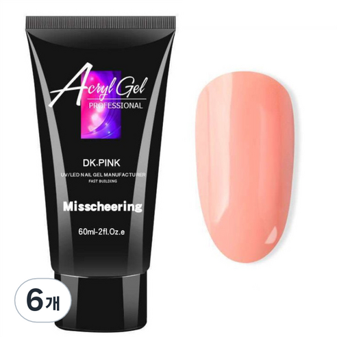 스위스녹스 손톱 연장 재료 베이직 폴리젤 60ml, 6개, 다크핑크