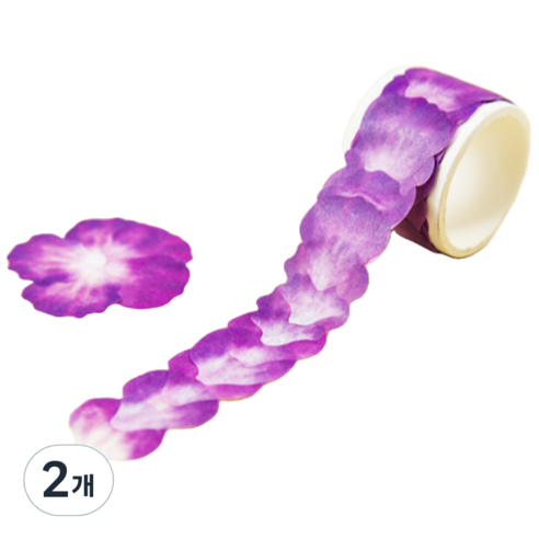 푸트로랩 콜라주 꽃잎 쌓인 테이프 30 x 30 mm 80p, 보라, 2개