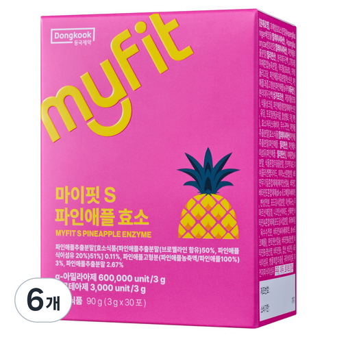 마이핏 S 파인애플 효소, 6개, 30회분