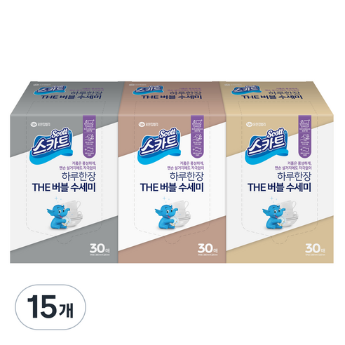 스카트 THE 버블 수세미 접힌형 30p, 혼합색상, 15개