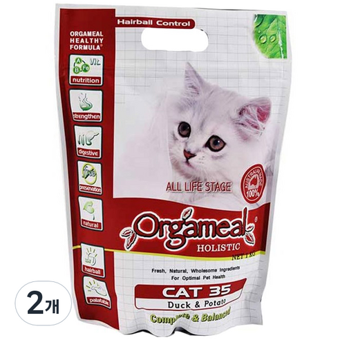 올가밀 홀리스틱 캣 35 건식사료 오리 앤 감자, 1kg, 2개