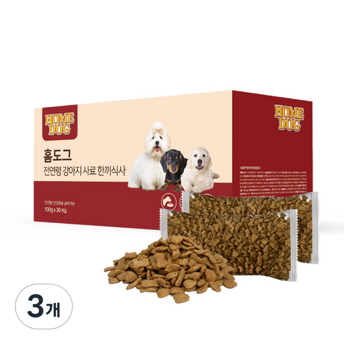 홈도그 전연령 한끼식사 강아지 건식사료, 옥수수, 3kg, 3개