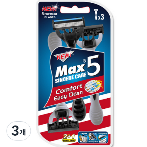 드위트리 NEW MAX 5단 일회용 면도기, 3개입, 3개