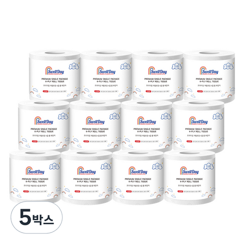스웰데이 4겹 펄프 화장지, 5세트, 12롤, 23m