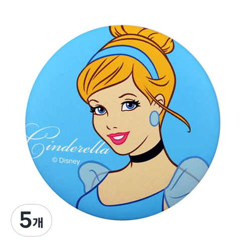 디즈니 신데렐라 원형 버튼거울, 혼합 색상, 5개