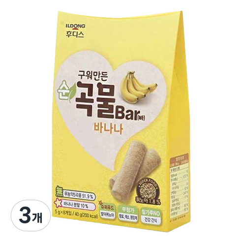 일동후디스 구워만든 순곡물바, 바나나맛, 3개