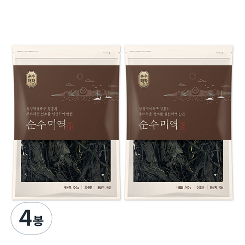 순수해작 순수 미역, 100g, 4개